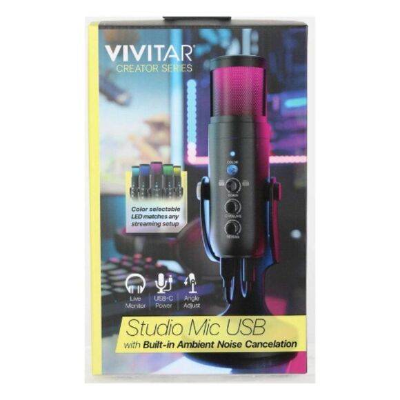 Vivitar Black USB Studio Built-in Ambient Noise Cancelation Microphone - Picture 1 of 12